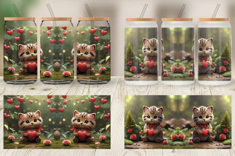 Glass Can Wrap Valentine Wildcat Sublimation artnoy 