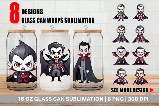 Glass Can Wrap Vampires Sublimation artnoy 