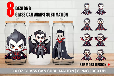 Glass Can Wrap Vampires Sublimation artnoy 