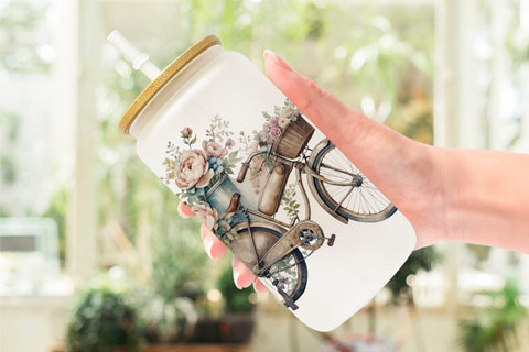 Glass Can Wrap Vintage Bike Sublimation artnoy 