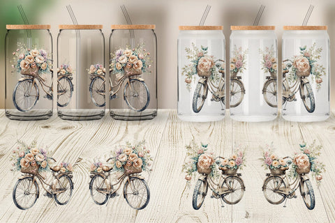Glass Can Wrap Vintage Bike Sublimation artnoy 