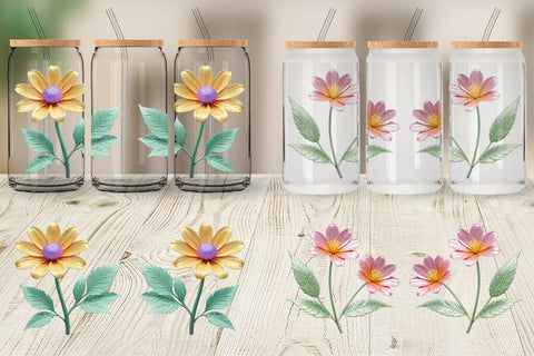 Glass Can Wrap Vintage Botanical Sublimation artnoy 