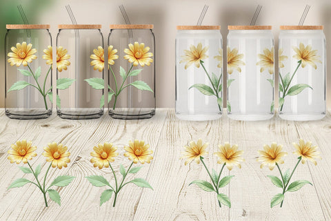 Glass Can Wrap Vintage Botanical Sublimation artnoy 