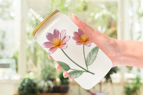 Glass Can Wrap Vintage Botanical Sublimation artnoy 