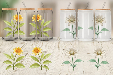 Glass Can Wrap Vintage Botanical Sublimation artnoy 