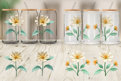 Glass Can Wrap Vintage Botanical Sublimation artnoy 