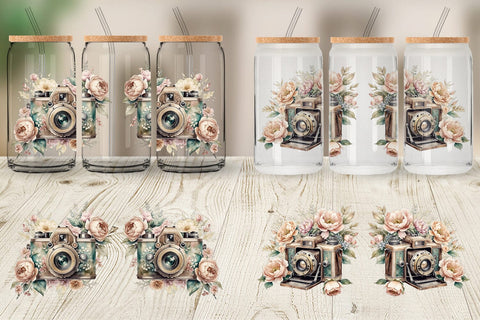 Glass Can Wrap Vintage Camera Sublimation artnoy 