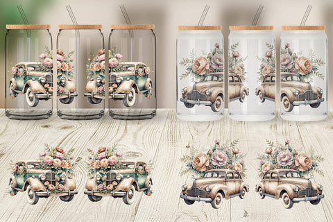 Glass Can Wrap Vintage Car Sublimation artnoy 