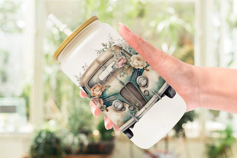Glass Can Wrap Vintage Car Sublimation artnoy 