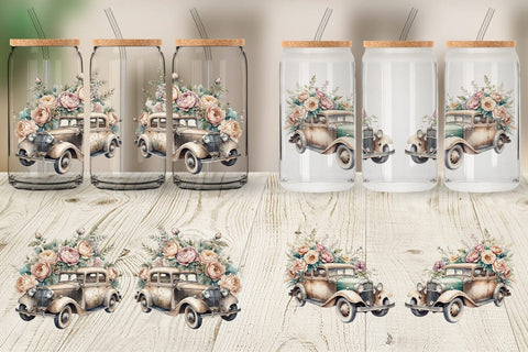 Glass Can Wrap Vintage Car Sublimation artnoy 