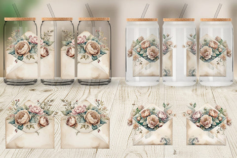 Glass Can Wrap Vintage Envelope Sublimation artnoy 