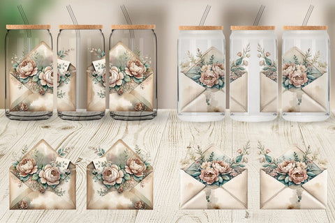 Glass Can Wrap Vintage Envelope Sublimation artnoy 
