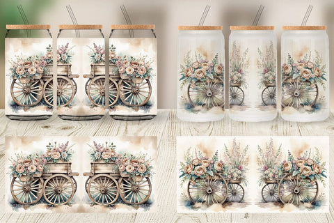 Glass Can Wrap Wagon Wheels Sublimation artnoy 