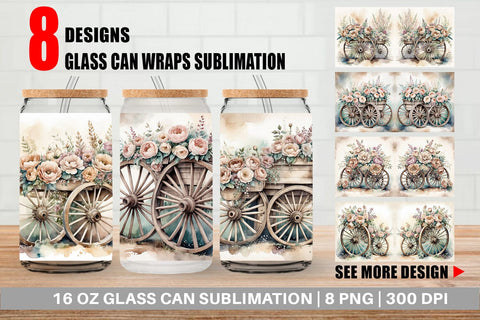 Glass Can Wrap Wagon Wheels Sublimation artnoy 