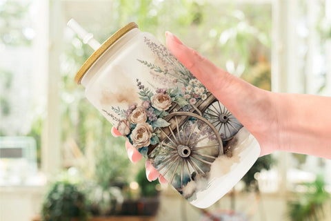 Glass Can Wrap Wagon Wheels Sublimation artnoy 