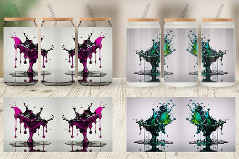 Glass Can Wrap Water Ink Drop Sublimation artnoy 