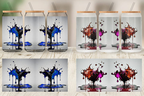 Glass Can Wrap Water Ink Drop Sublimation artnoy 