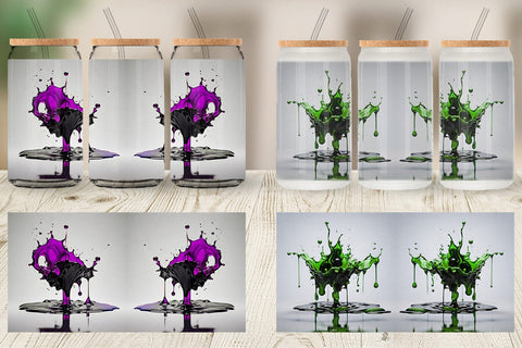 Glass Can Wrap Water Ink Drop Sublimation artnoy 