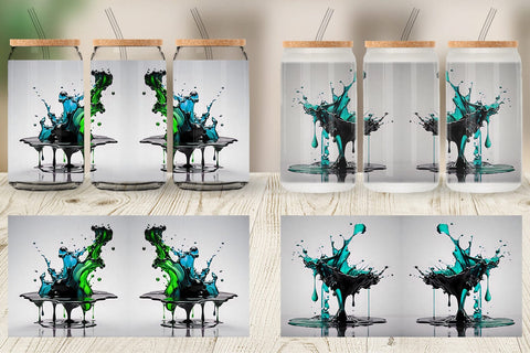 Glass Can Wrap Water Ink Drop Sublimation artnoy 