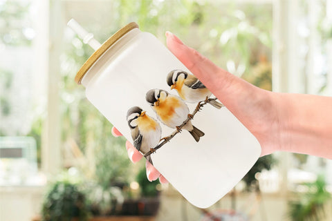 Glass Can Wrap Watercolor Bird Sublimation artnoy 