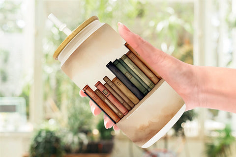 Glass Can Wrap Watercolor Books Sublimation artnoy 