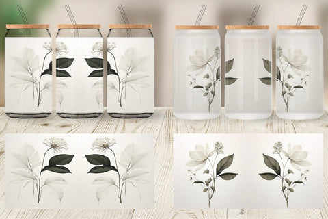 Glass Can Wrap Watercolor Botanical Sublimation artnoy 