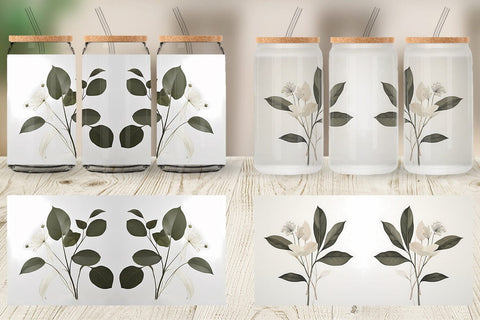 Glass Can Wrap Watercolor Botanical Sublimation artnoy 