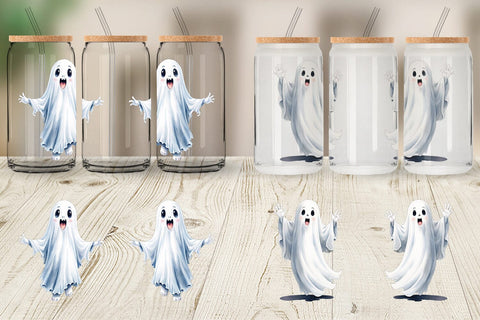 Glass Can Wrap Watercolor Ghost Sublimation artnoy 