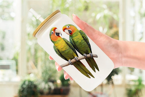 Glass Can Wrap Watercolor Parrot Sublimation artnoy 