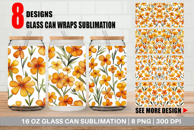 Glass Can Wrap Watercolor Phlox Petals Sublimation artnoy 