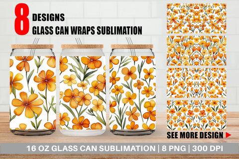 Glass Can Wrap Watercolor Phlox Petals Sublimation artnoy 