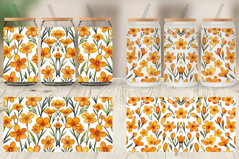 Glass Can Wrap Watercolor Phlox Petals Sublimation artnoy 