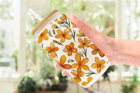 Glass Can Wrap Watercolor Phlox Petals Sublimation artnoy 