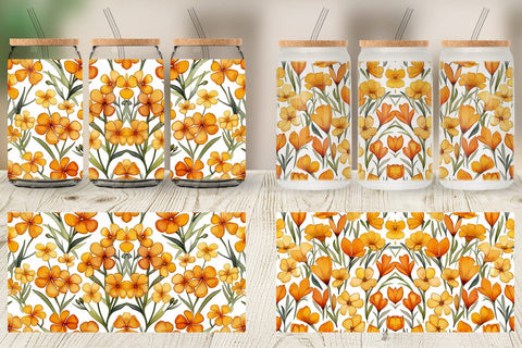 Glass Can Wrap Watercolor Phlox Petals Sublimation artnoy 