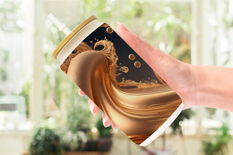 Glass Can Wrap Wave Liquid Gold Sublimation artnoy 