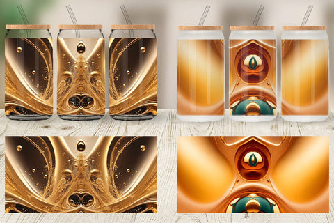 Glass Can Wrap Wave Liquid Gold Sublimation artnoy 