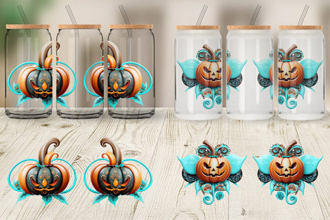 Glass Can Wrap Whimsical Pumpkin Sticker Sublimation artnoy 