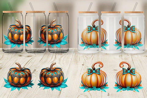 Glass Can Wrap Whimsical Pumpkin Sticker Sublimation artnoy 