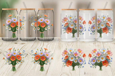 Glass Can Wrap Wildflower Bouquet Sublimation artnoy 