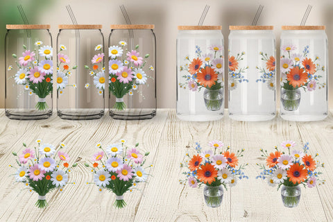 Glass Can Wrap Wildflower Bouquet Sublimation artnoy 