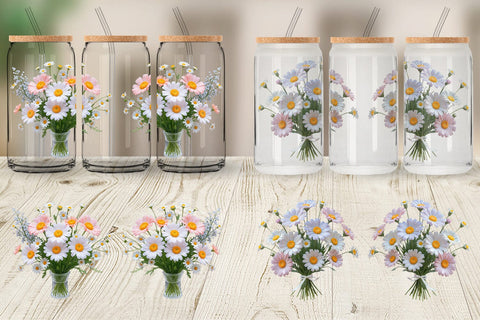 Glass Can Wrap Wildflower Bouquet Sublimation artnoy 