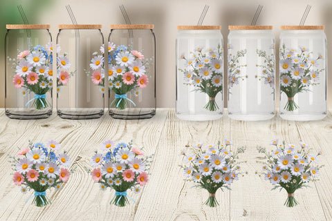 Glass Can Wrap Wildflower Bouquet Sublimation artnoy 