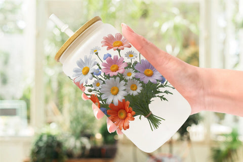 Glass Can Wrap Wildflower Bouquet Sublimation artnoy 