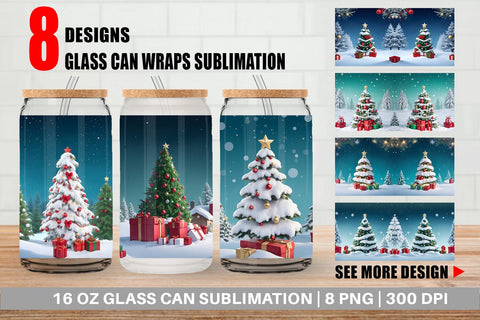 Glass Can Wrap Winter Christmas Sublimation artnoy 