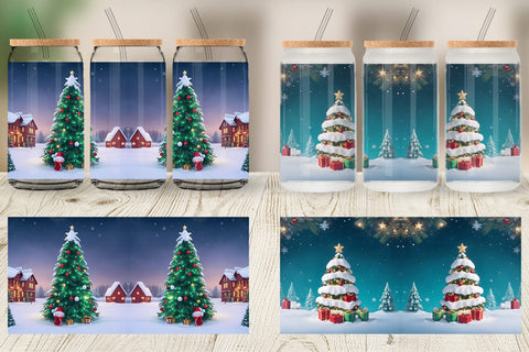 Glass Can Wrap Winter Christmas Sublimation artnoy 