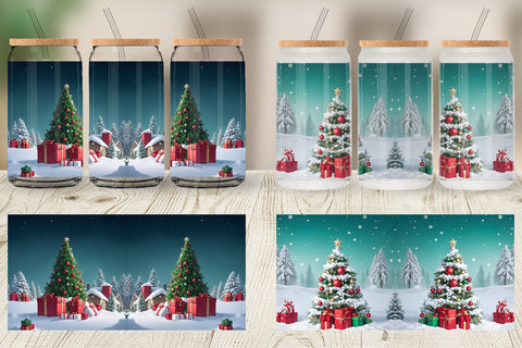 Glass Can Wrap Winter Christmas Sublimation artnoy 