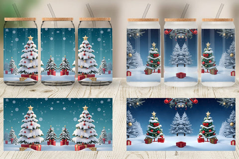 Glass Can Wrap Winter Christmas Sublimation artnoy 