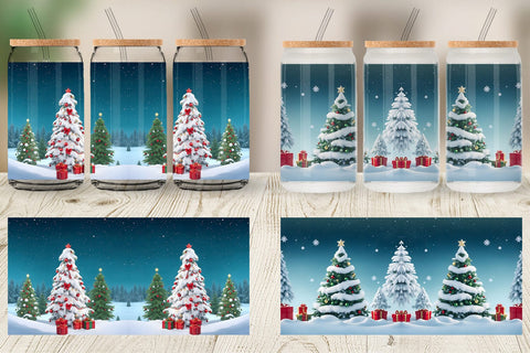 Glass Can Wrap Winter Christmas Sublimation artnoy 