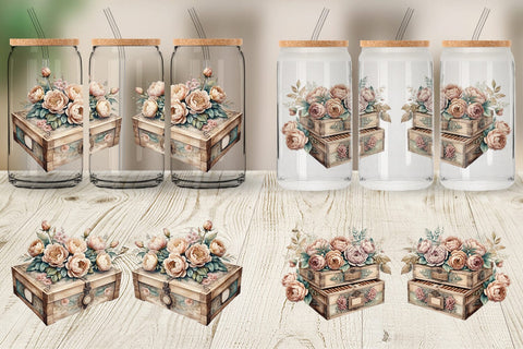 Glass Can Wrap Wooden Cigar Box Sublimation artnoy 