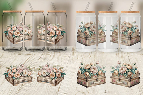 Glass Can Wrap Wooden Cigar Box Sublimation artnoy 